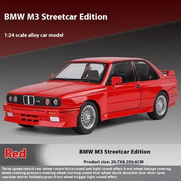 1:24 BMW M3 E30 Metal Diecast Car Model - Image 14