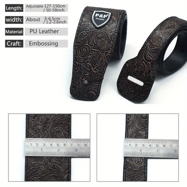 Adjustable Faux Leather Guitar Strap 6.5cm Wide - Image 2