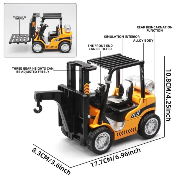 1:24 Scale Alloy Forklift and Crane Toy Model - Image 2