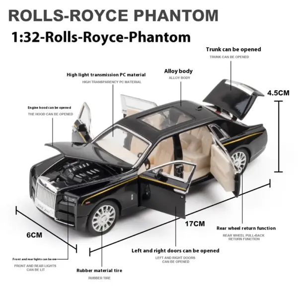 1:32 Rolls-Royce Phantom Alloy Model Car - Image 3