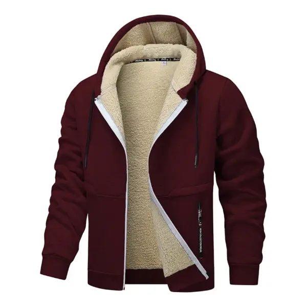 Men's Warm Zip Up Plush Hoodie - Image 10