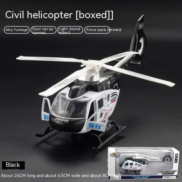 1:64 Scale Alloy Police Helicopter Model - Image 7