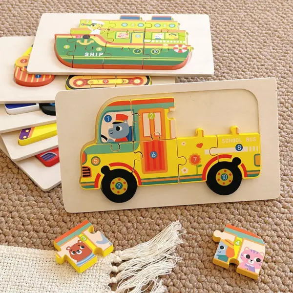 Educational Wooden Traffic Puzzle for Kids - Image 3