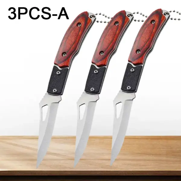 Stainless Steel Folding Paring Knife with Keychain - Image 12