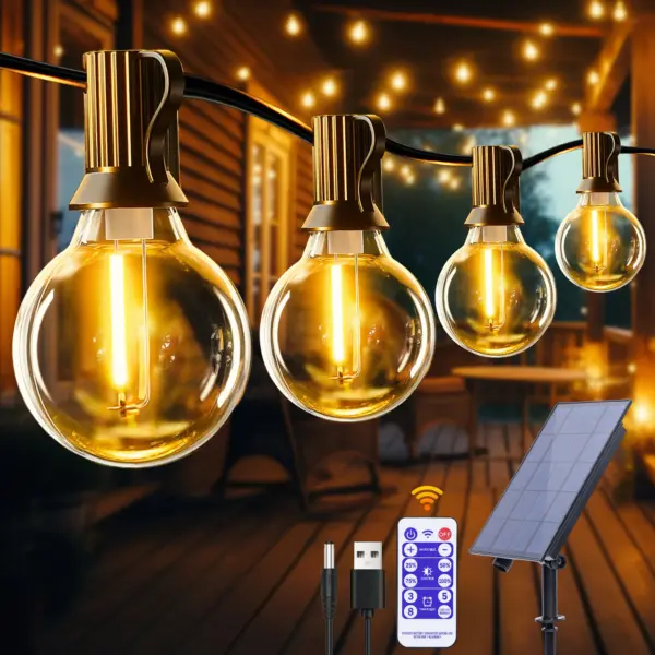Solar G40 LED String Lights for Outdoor Use