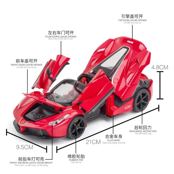 1:22 Scale Ferrari Laferrari Diecast Model Car - Image 6