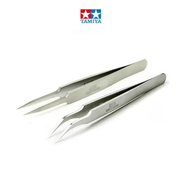 Stainless Steel Angled and Straight Tweezers Set - Image 2