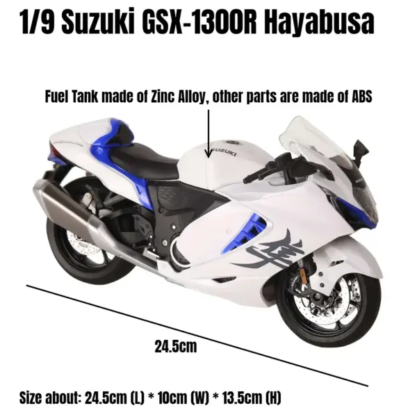 Suzuki Hayabusa 1:9 Diecast Motorcycle Model - Image 4