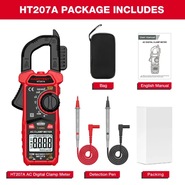 HT207 True RMS Digital Clamp Meter 600A - Image 7