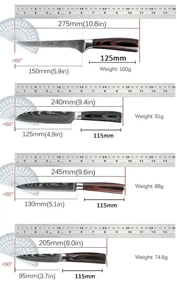 Professional Japanese Chef Knife Set with Wood Handle - Image 6