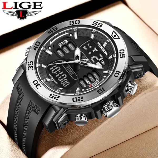 LIGE Military Quartz Watch with Dual Display - Image 7