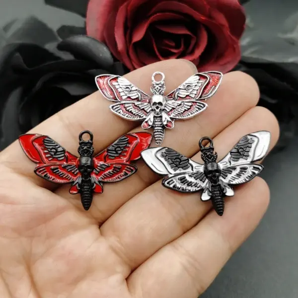 Zinc Alloy Death Moth Charms Set of 5 - Image 2