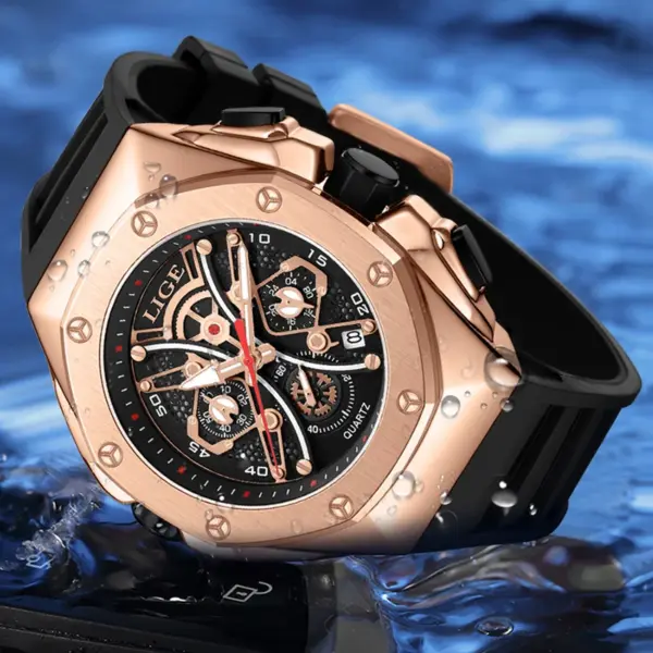 LIGE Luxury Waterproof Quartz Watch for Men - Image 2