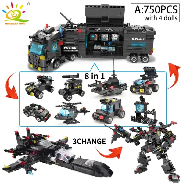 HUIQIBAO Police Station Building Blocks Set - Image 2