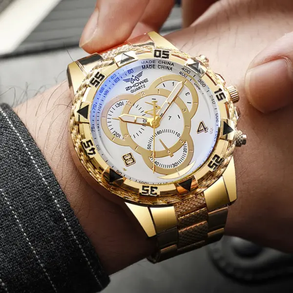 Men's Stainless Steel Quartz Watch 45mm Dial - Image 4