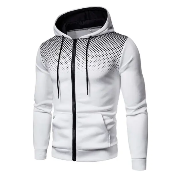 Men's Casual Polka Dot Zipper Hoodie - Image 4