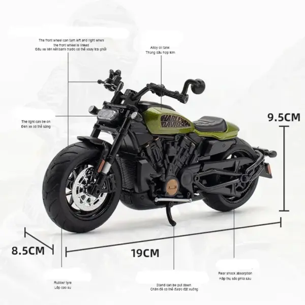 1:12 Scale Alloy Harley Sportster Model Motorcycle - Image 6