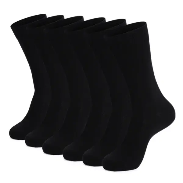6 Pairs Men's Black Dress Socks Crew - Image 8