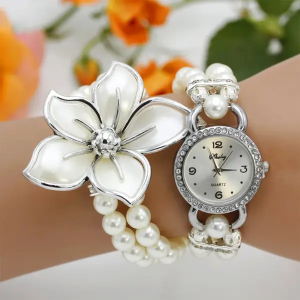 Fashion Quartz Wristwatch with Pearl Chain - Image 8
