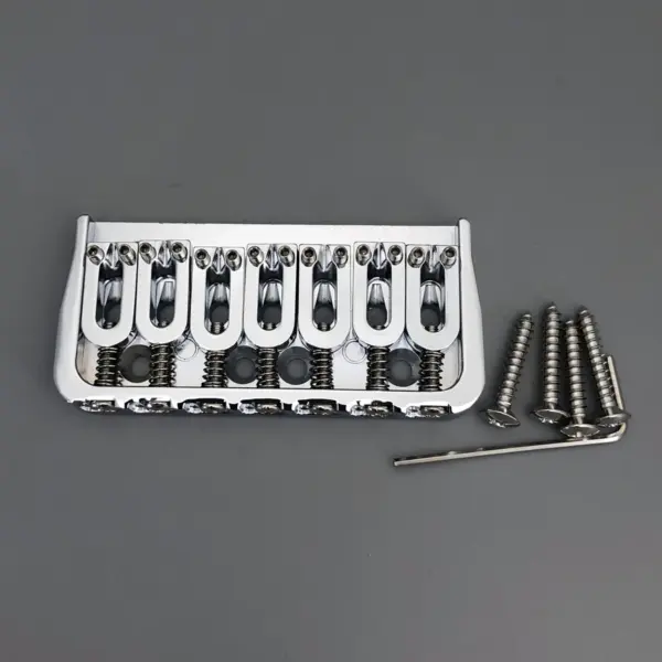 7-String Fixed Guitar Bridge in Black Chrome - Image 5