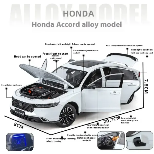 1:18 Honda Accord Diecast Model Car with Lights - Image 2