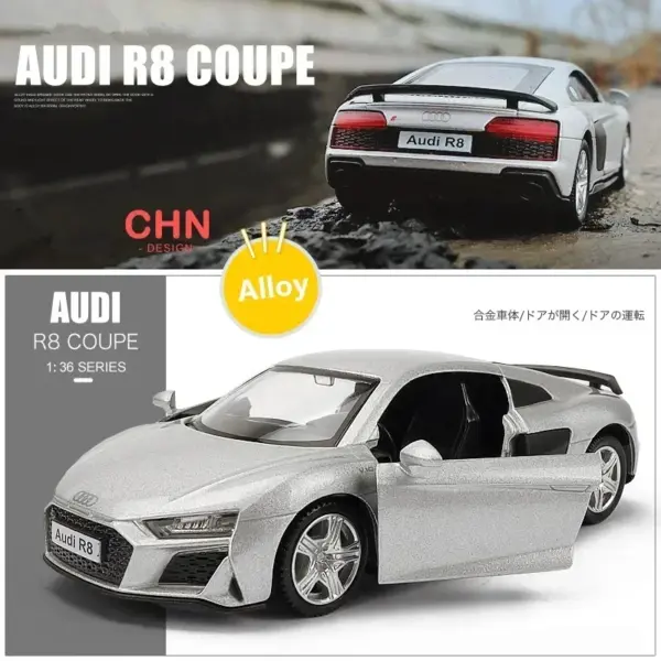 1:36 Audi R8 Diecast Alloy Car Model - Image 8