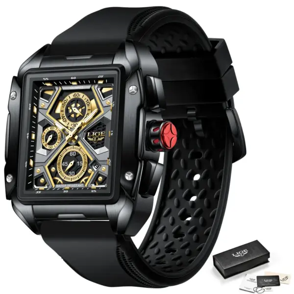 LIGE 2023 Square Quartz Sports Watch - Image 11