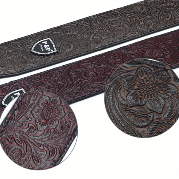 Adjustable Faux Leather Guitar Strap 6.5cm Width - Image 3