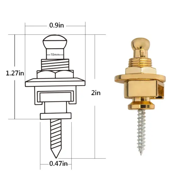 2Pcs Guitar Bass Strap Lock Metal Pins - Image 2