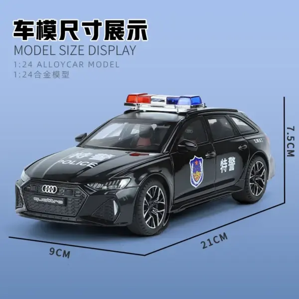 1:24 Audi RS6 Police Car Diecast Model - Image 3