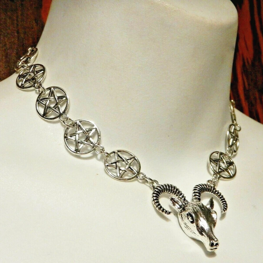 Ram Skull Pendant Choker Necklace 2 Ram Skull Pendant Choker Necklace - Image 2