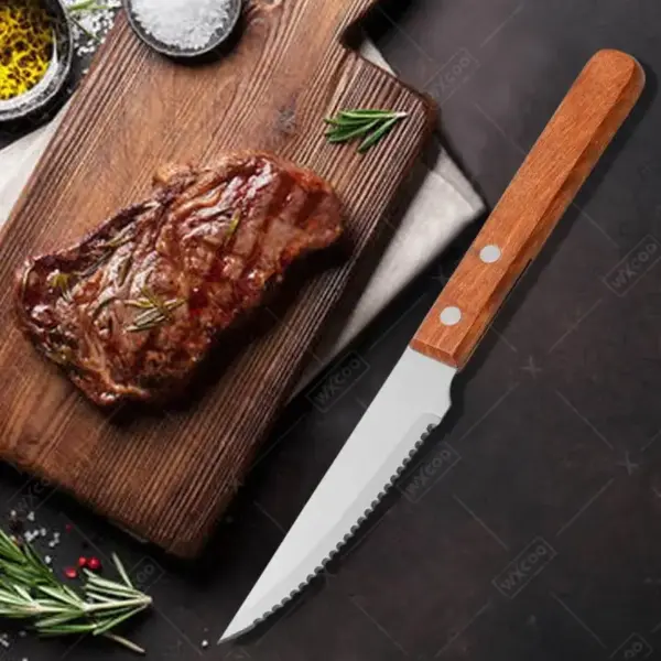 Stainless Steel Steak Knife Set with Wooden Handle - Image 4