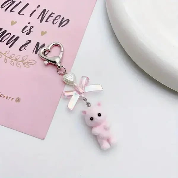 Kawaii Kitty Cat Bow Heart Keychain - Image 3