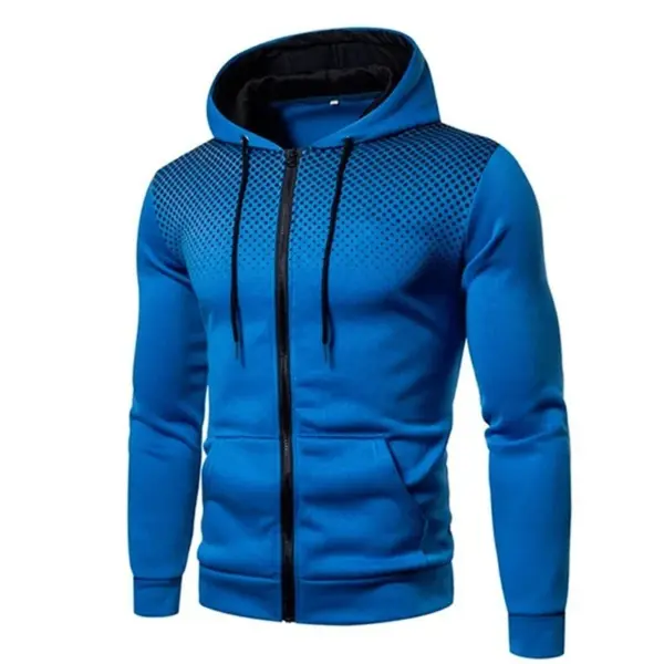 Men's Casual Polka Dot Zipper Hoodie - Image 5