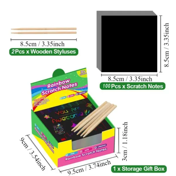 100PCS Rainbow Scratch Drawing Note Cards - Image 7