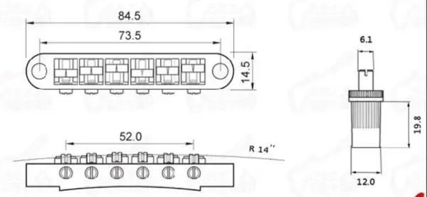 Satin Silver Tune-O-Matic Bridge for Guitar - Image 5
