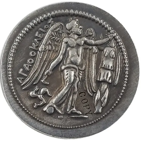 Antique Greek Replica Coin with Profile Design - Image 2