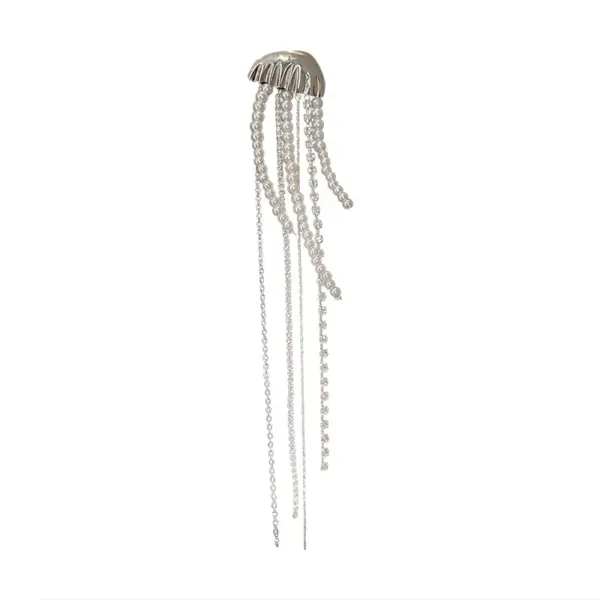 Vintage Crystal Pearl Jellyfish Brooch for Women - Image 6