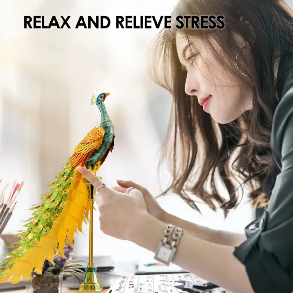 Colorful Peacock 3D Metal Puzzle Kit - Image 4