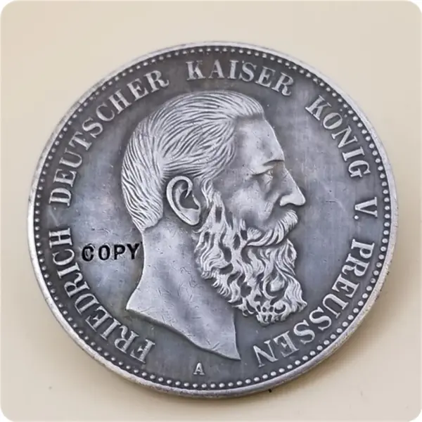 Friedrich III 1888 German 5 Mark Replica Coin - Image 2