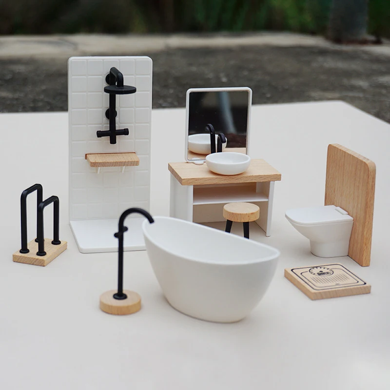 Dollhouse Bathroom Set Washbasin Tub Toilet 2 Dollhouse Bathroom Set Washbasin Tub Toilet - Image 2