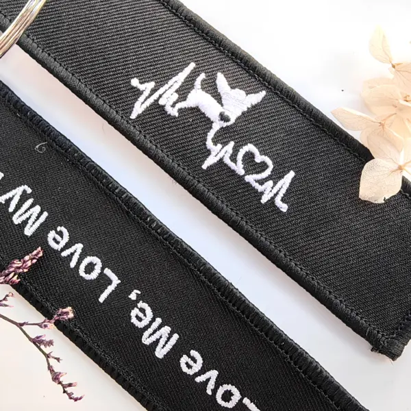 White Dog Embroidered Keychain Fashion Accessory - Image 6