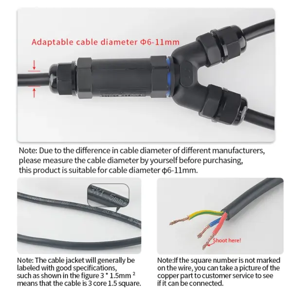Waterproof Y-Type Cable Connectors 16A 415V - Image 4