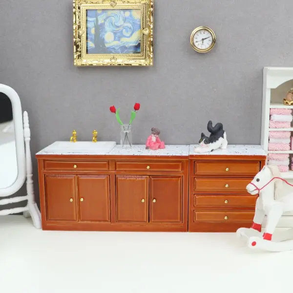 1:12 Scale Wooden Miniature Cabinet for Dollhouse - Image 4
