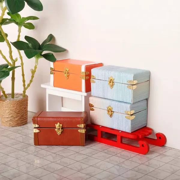 Dollhouse Miniature Vintage Leather Suitcase - Image 2