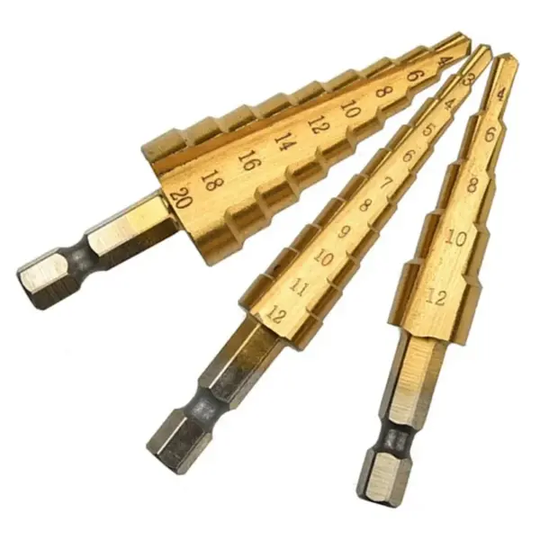 Titanium Plated Step Drill Bit Set 3pcs - Image 4