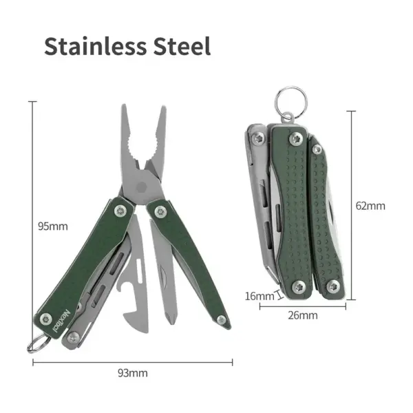 NexTool 10-in-1 Mini Multitool Pliers Red/Green - Image 2