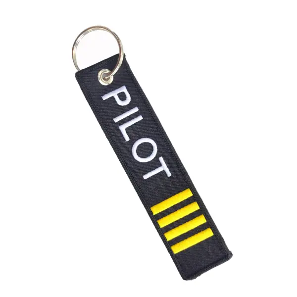 Pilot Themed Keychain with Embroidered Design