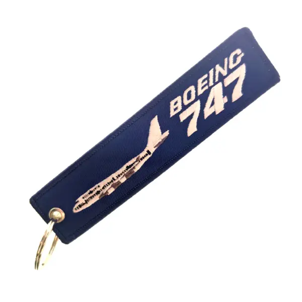 Airplane Embroidered Keychain Luggage Tag - Image 2