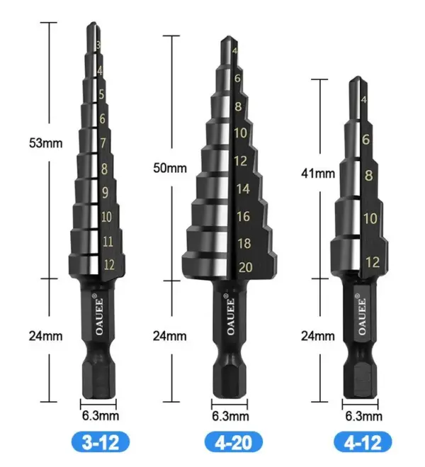 3Pcs HSS Step Drill Bits Set 3-20mm - Image 7